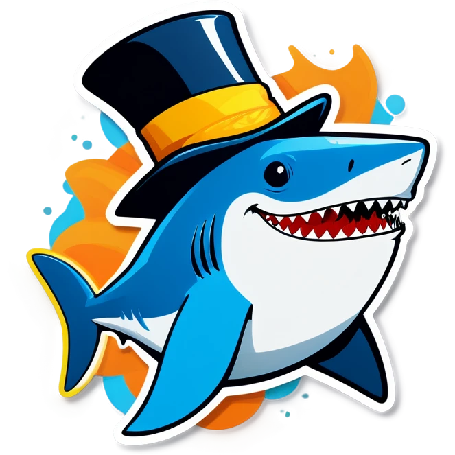 Shark with a top hat emoji