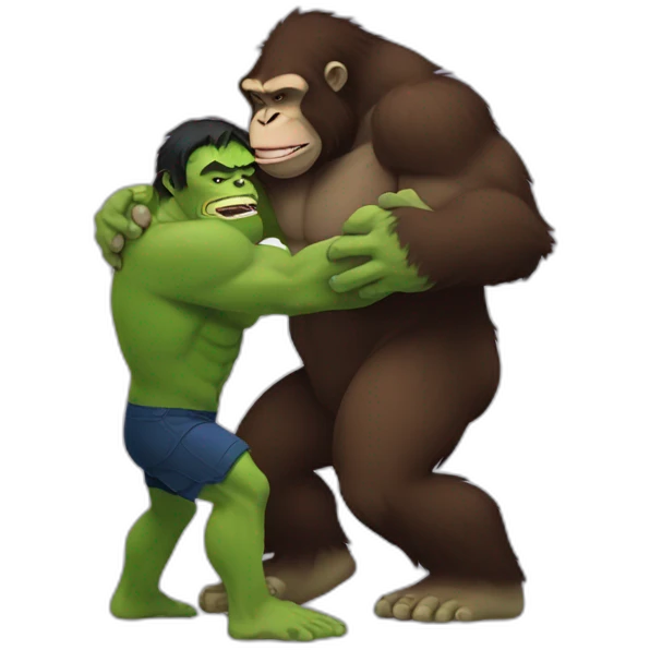Ape giving hulk a hug emoji