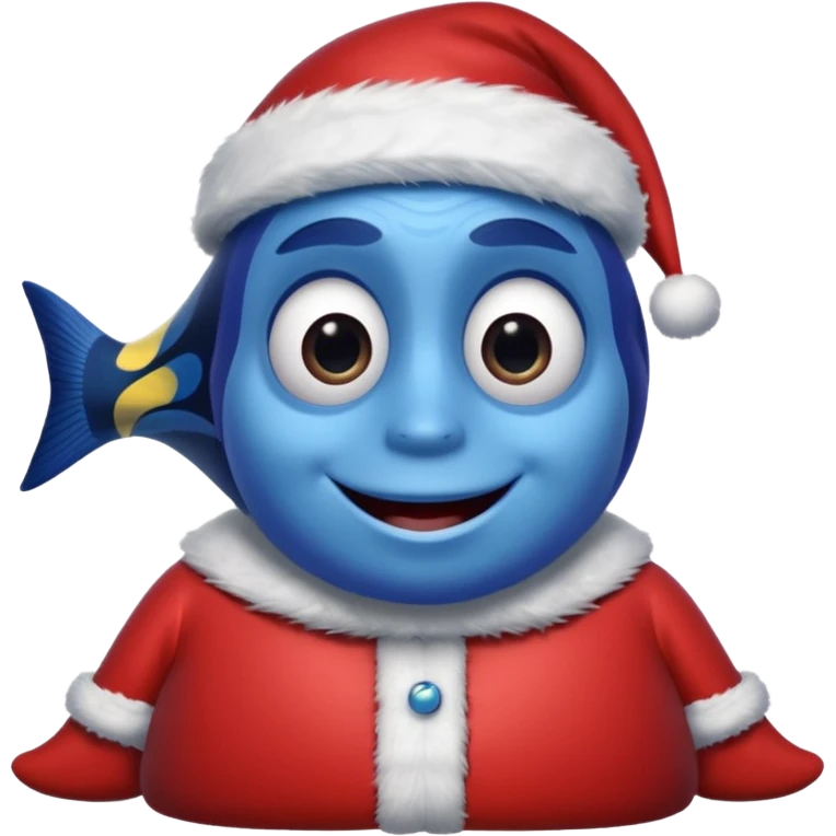 Dory wearing a Santa suit emoji