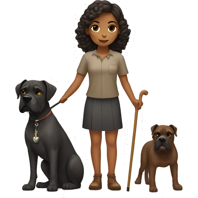 Brown girl with cane corso dog emoji