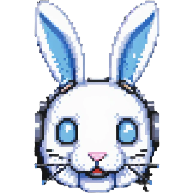 happy futuristic rabbit robot face, only the face emoji