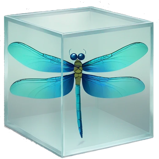 dragonfly in a square glass box emoji