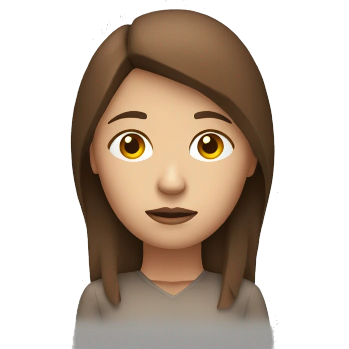 3d woman, sad face, full body, no background, brown hair emoji