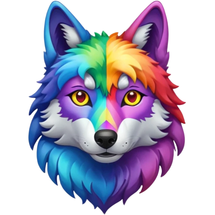 rainbow colored wolf emoji