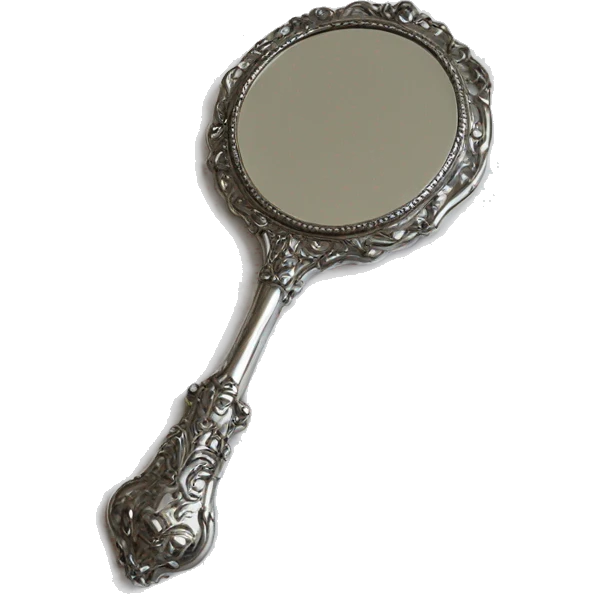 vintage hand mirror silver emoji