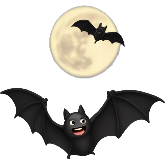 black bat flying to the moon emoji