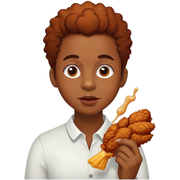 African American eating chicken emoji