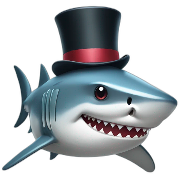 Shark with a top hat emoji