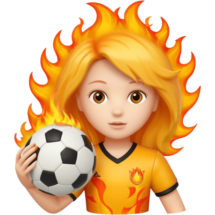 Boneca segurando uma Bola de futebol e somente uma bola está queimando emoji