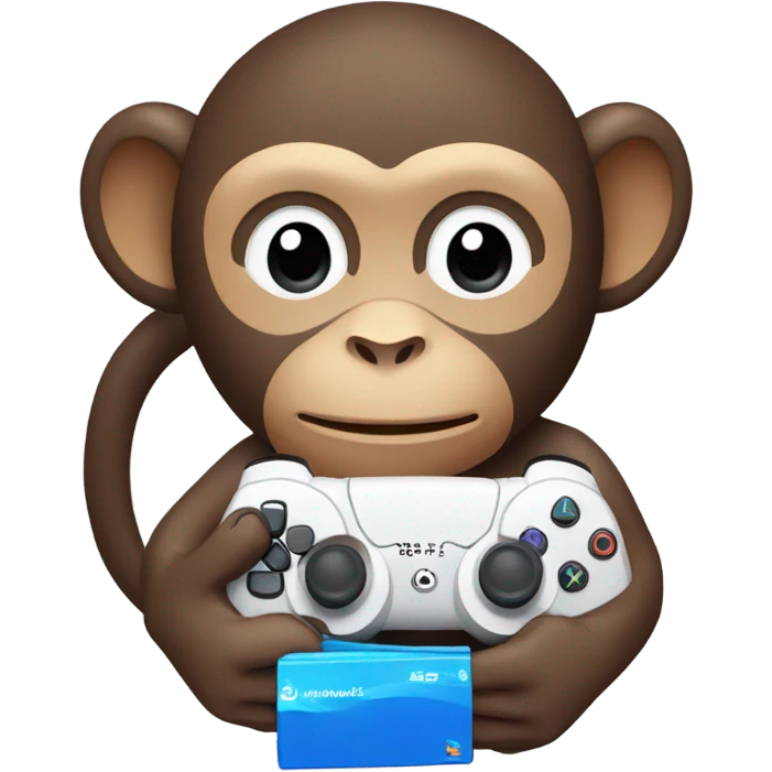 A monkey holding a PlayStation 5 emoji