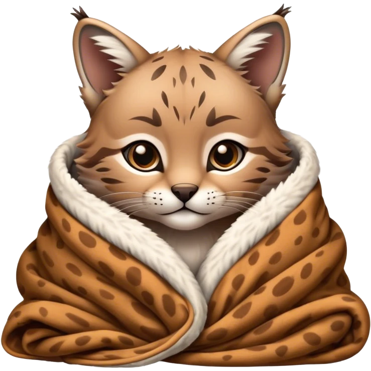 Cozy bobcat cub in blanket emoji