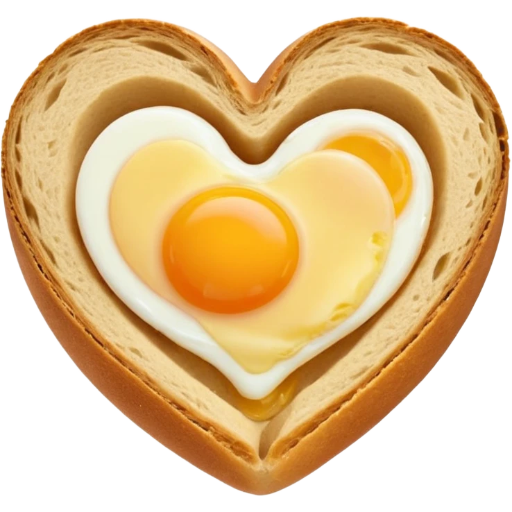 Egg in a sour dough bread, bread is heart shaped emoji