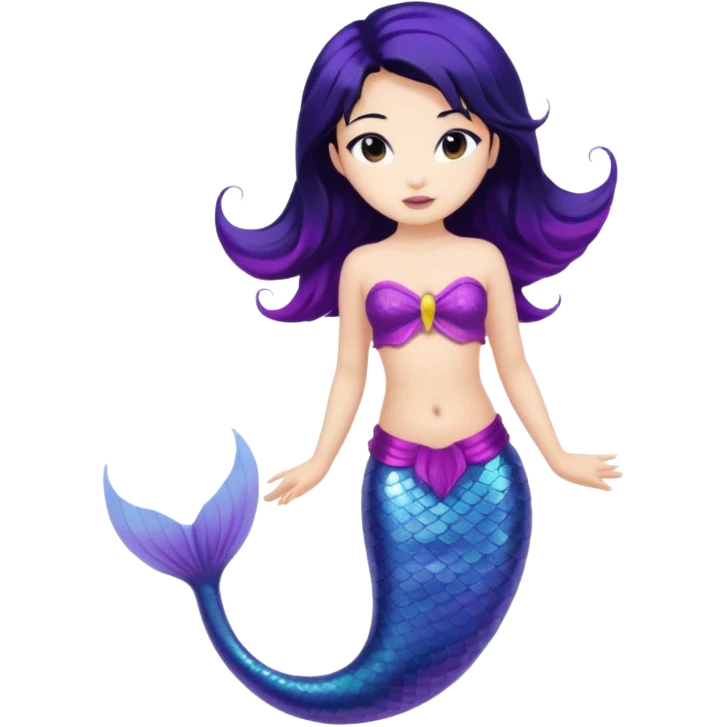 Asian mermaid with black hair and purple tail  emoji