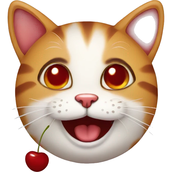cat cherries happy emoji