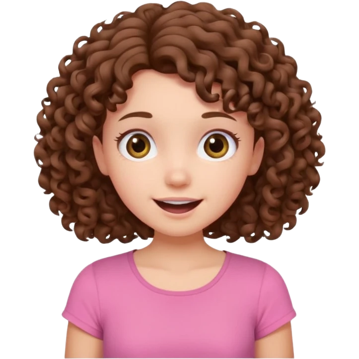 fun cute loud popular pretty girl modest curly brown hair pink top excited emoji