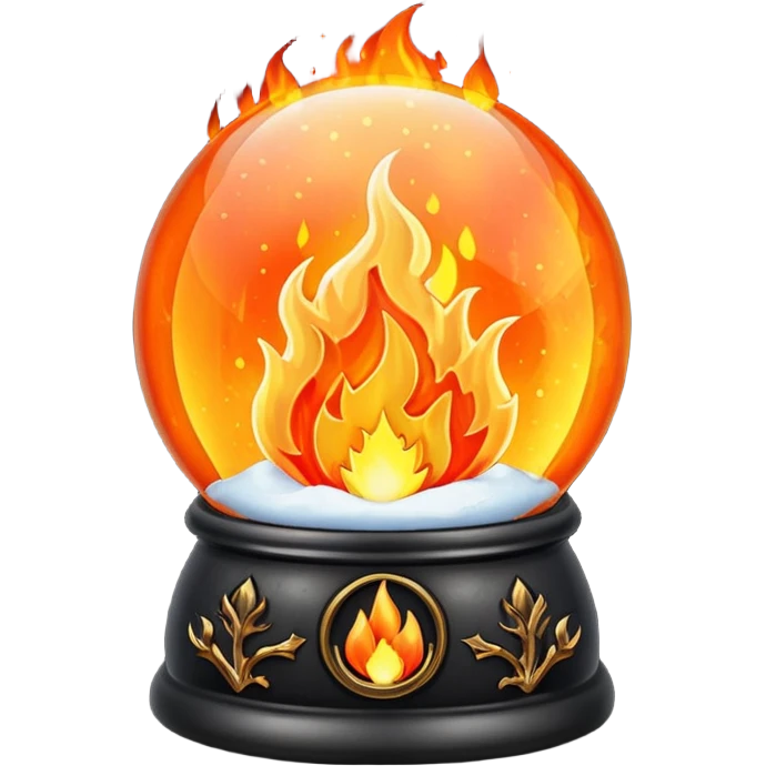 Can you make a snow globe emoji with a flame in it, gothic style, I want it to say pyromaniacs  emoji