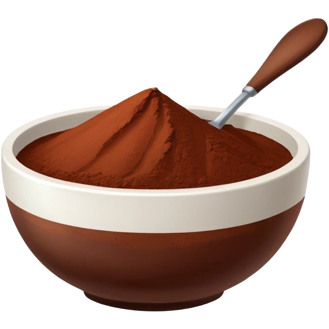 white bowl of cocoa powder, minimal, simple, clear emoji