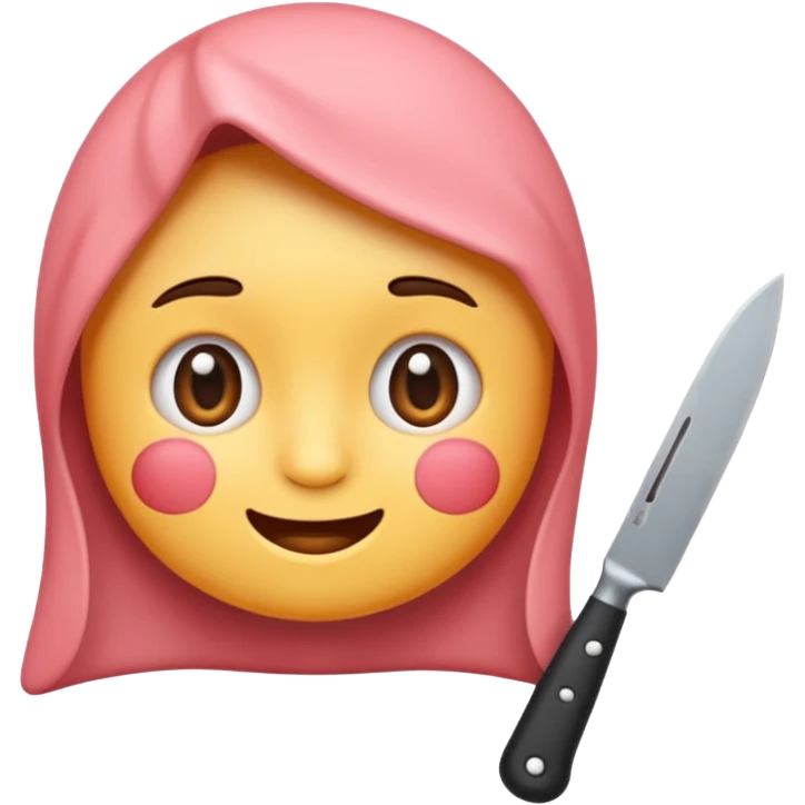 un emoji con cara adorable y un cuchillo emoji