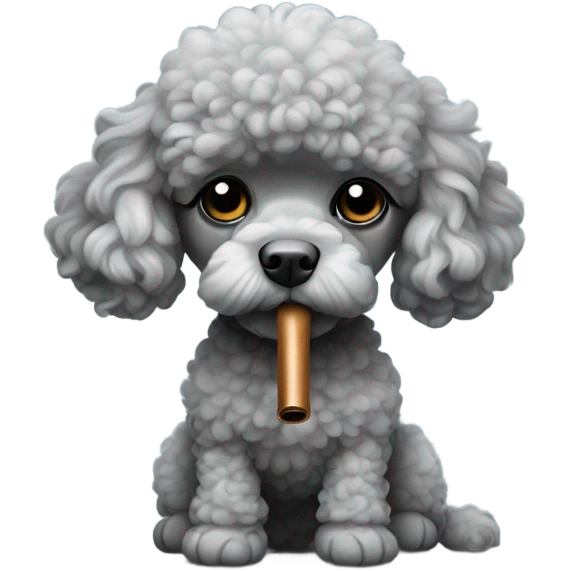 Sad gray toy poodle smoking a pipe  emoji