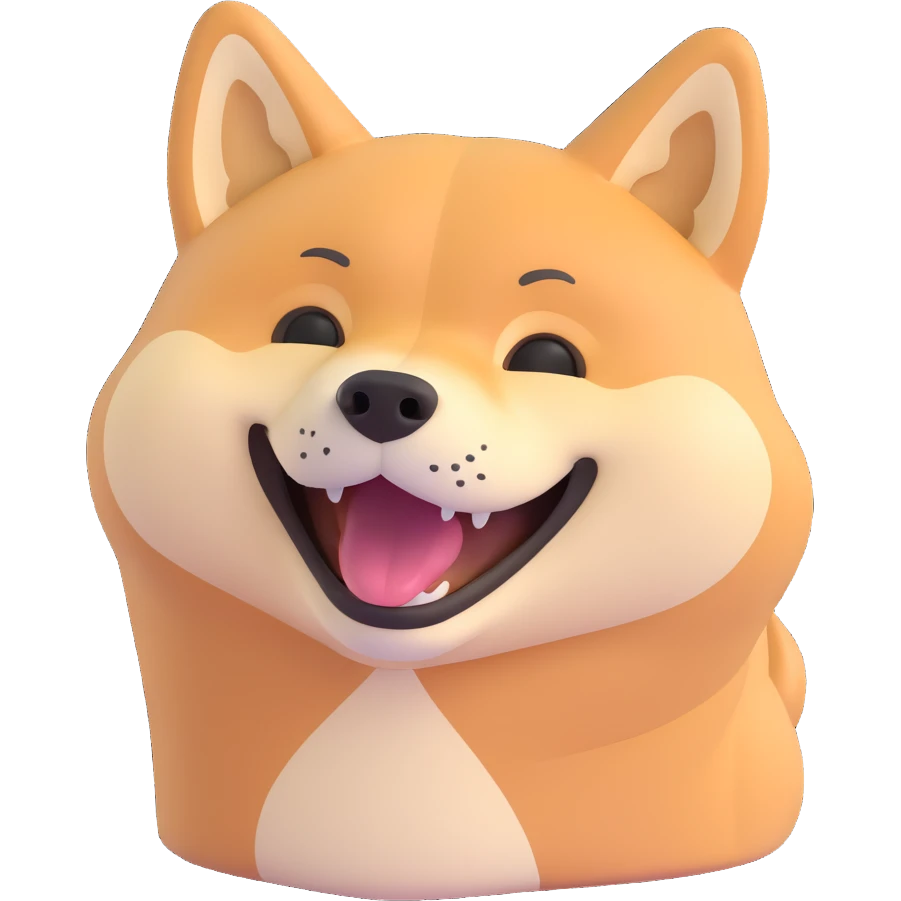 shiba inu, laughing emoji