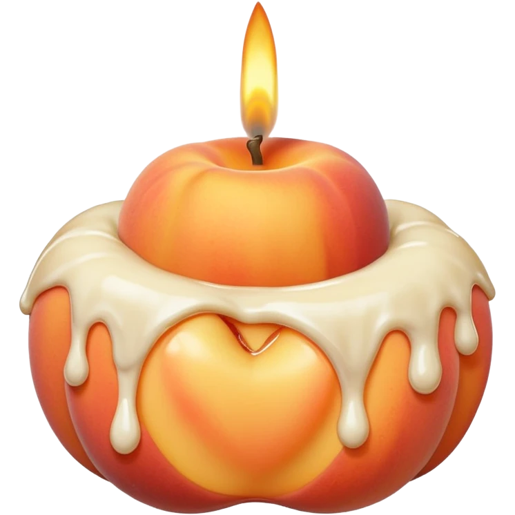 Peach covered with cream and a candle on it emoji