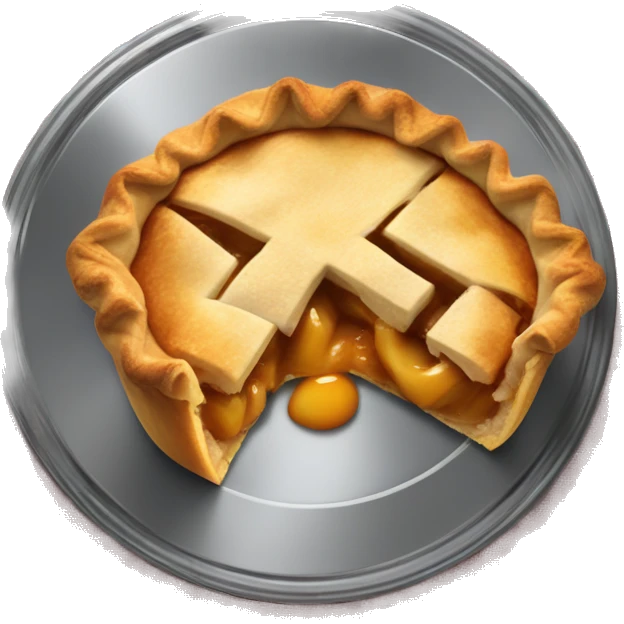 Apple pie on steel with a clawed tablecloth emoji