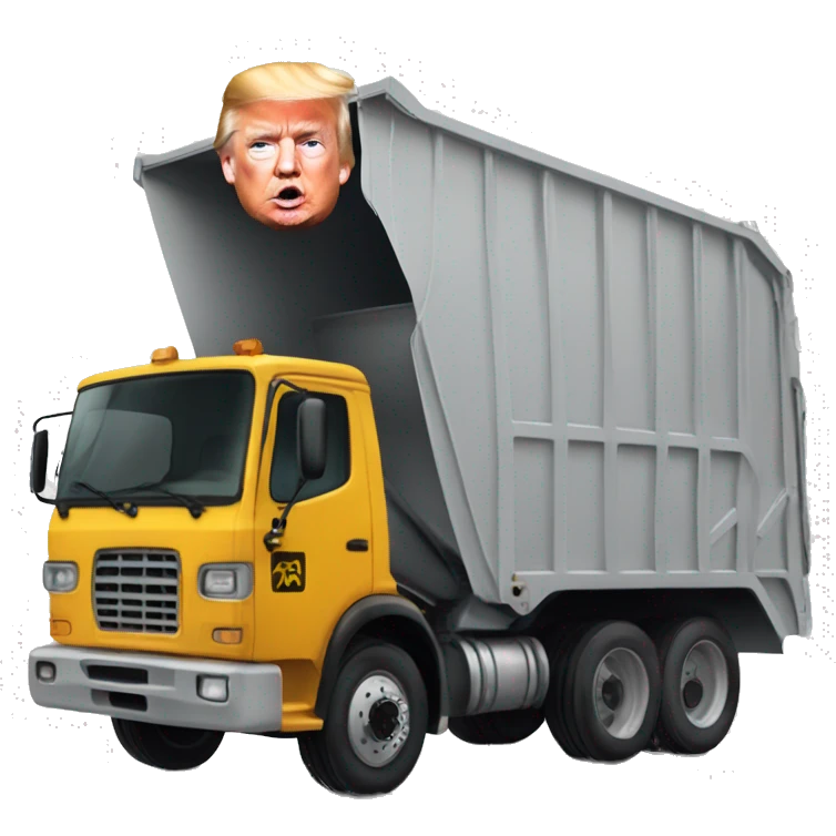 Donald Trump in a trash truck emoji