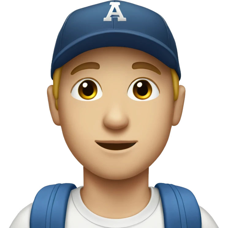 White Boy wearing baseball cap leaving school emoji