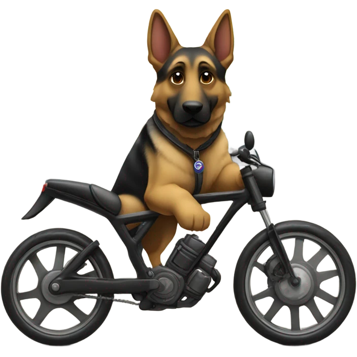 German Shepard on a street bike emoji