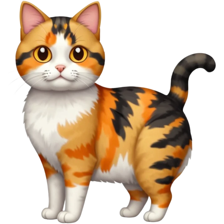full body calico tabby cat with tiny head and fat body emoji