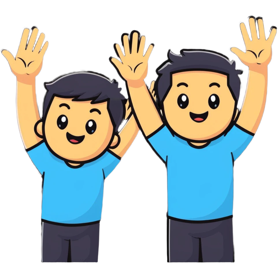 Two guys doing a high five emoji