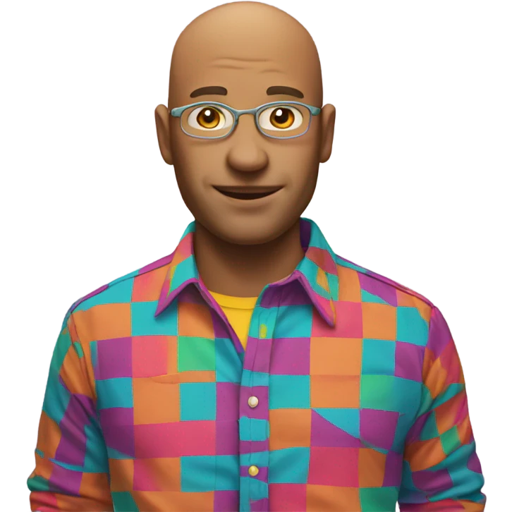 bald meme with colorful shirt emoji