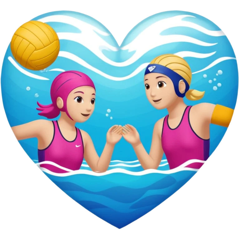 Natación  y voley en un corazón de colores  emoji