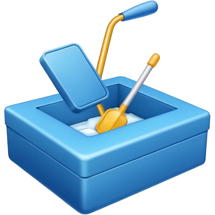 A blue box  and a white tick emoji