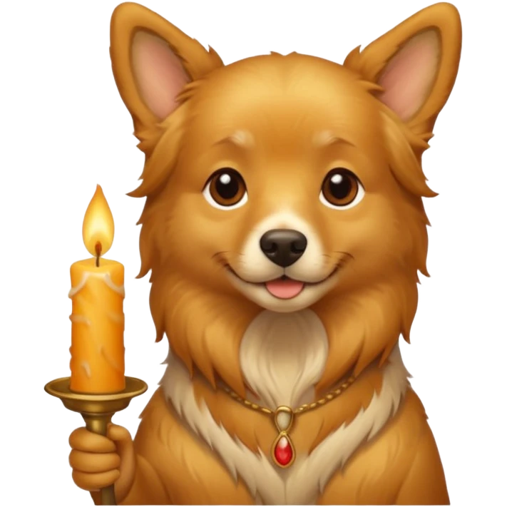dog holding a lit aromatic candle in hand emoji
