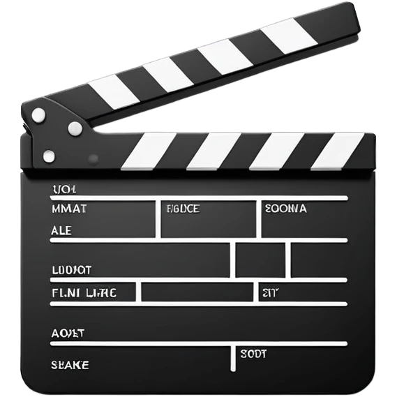 ultimate minimalist film slate, just two or three lines total, abstract geometric symbol emoji