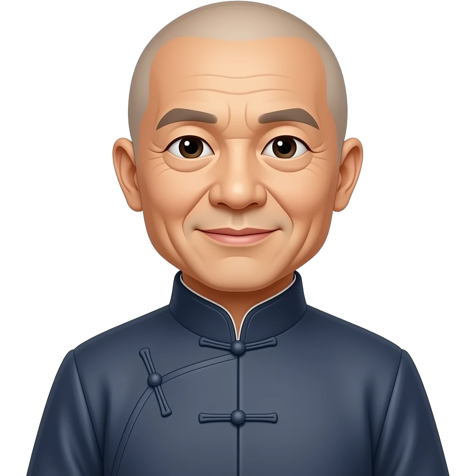 chinese uncle with chinese costume with semi bald emoji