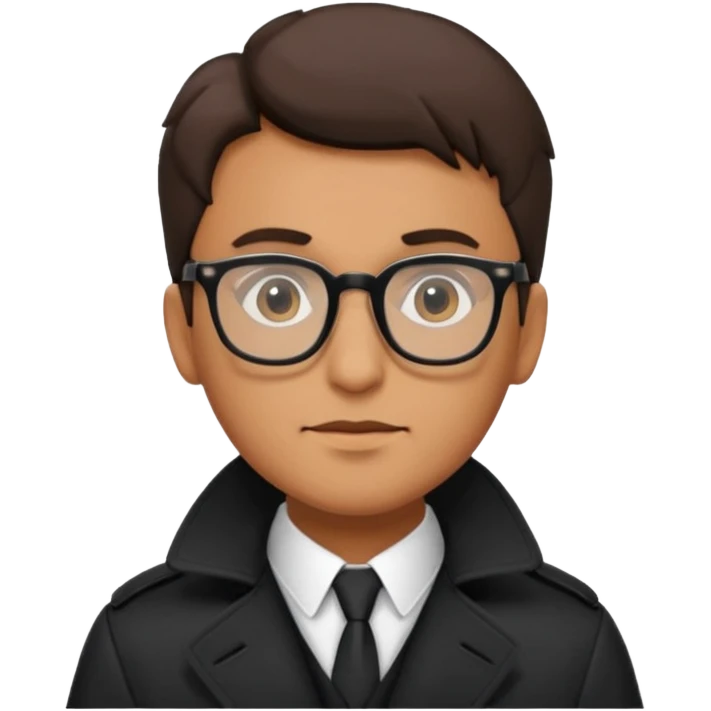 man in black trenchcoat and glasses emoji