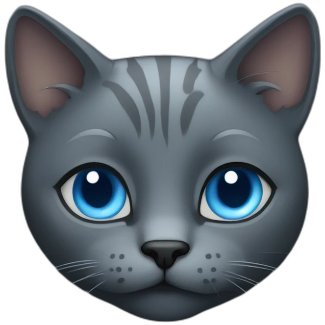 Dark Gray cat with blue eyes emoji