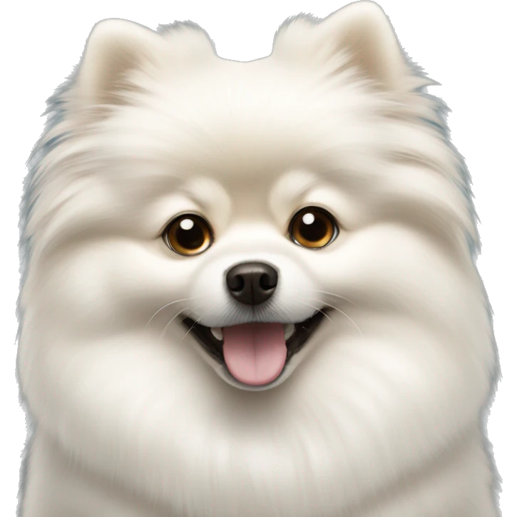 White Pomeranian tilting its head emoji