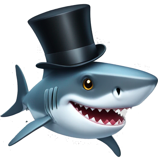 Shark with a top hat emoji