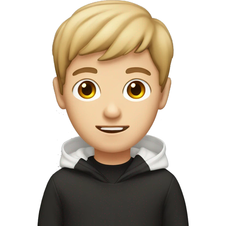 white boy with brown bang and a black hoodie emoji