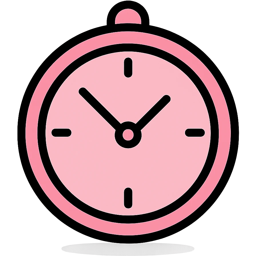 pink clock, soft pastel pink, subtle shadow, clean look emoji