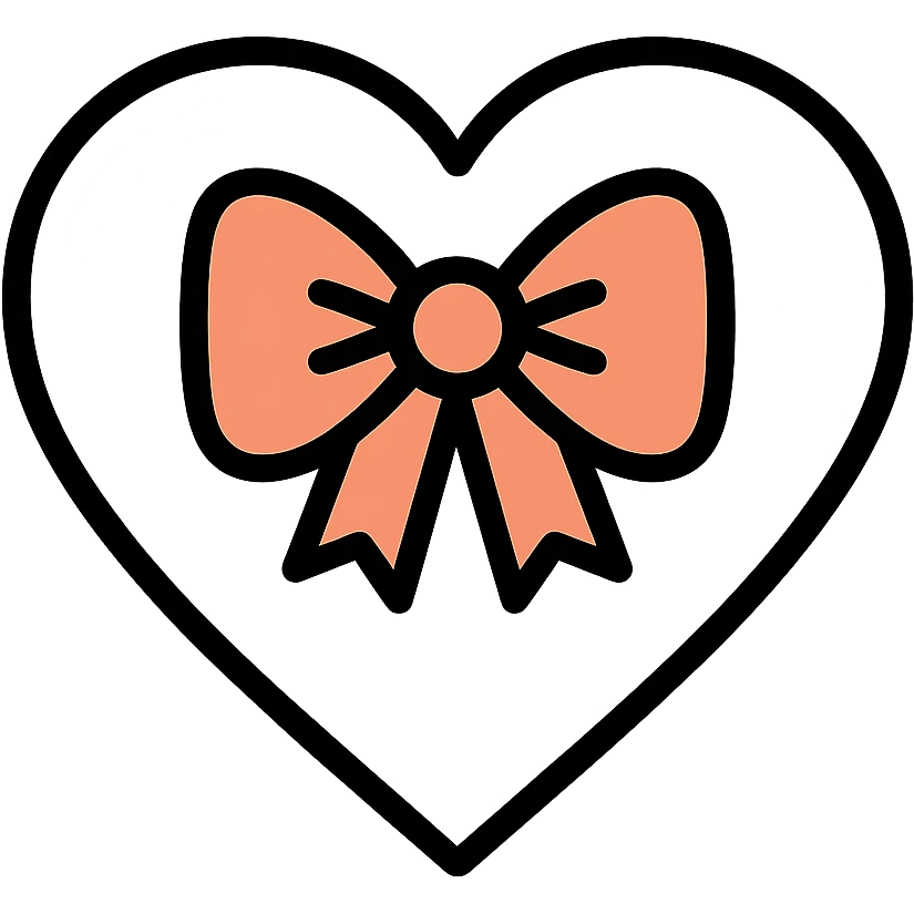silver heart with a glossy finish and a rose gold bow, icon style emoji