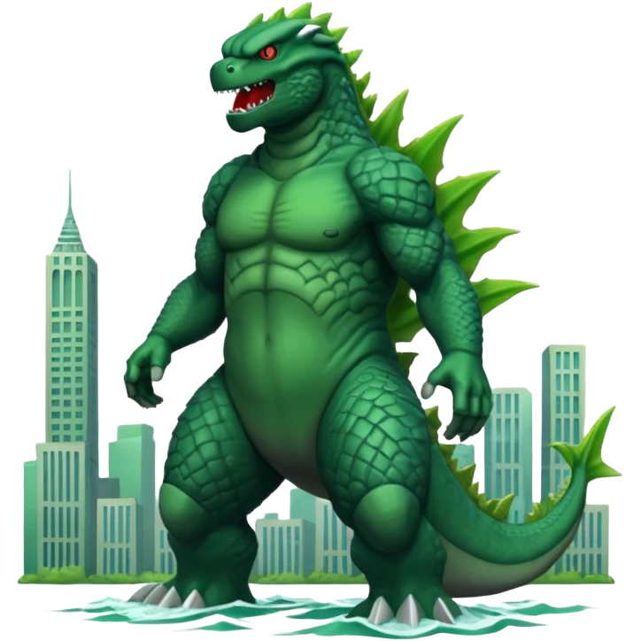 Buatkan gambar Godzilla yg sedang marah emoji