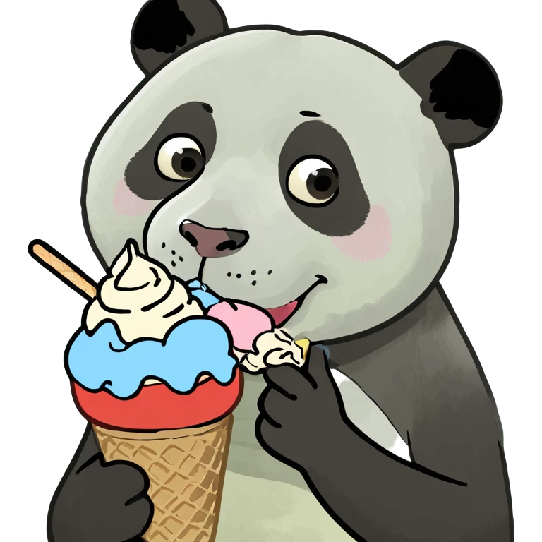 Panda eating ice cream emoji