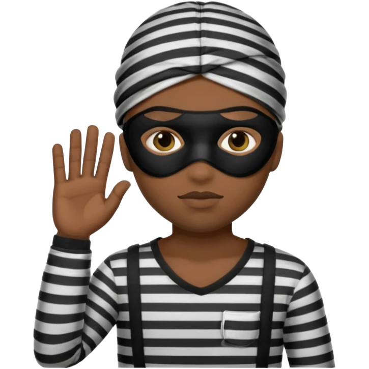 A theif robber emoji,Stripped shirt,eye mask, black head. emoji