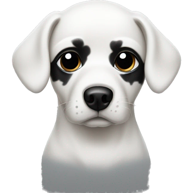 White Dog with black patches covering both eyes and pointed ears emoji