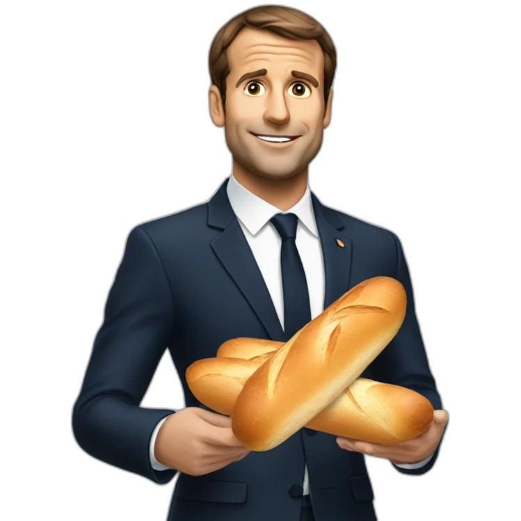 Macron with baguette emoji