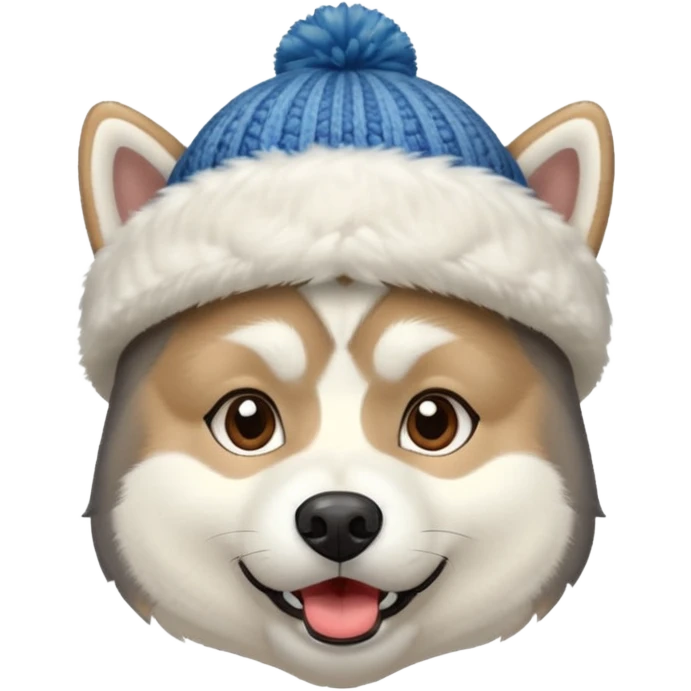 Husky with winter hat emoji
